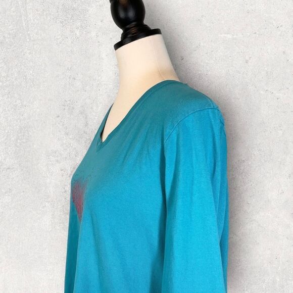 Life Is Good Crusher Tee Teal Long Sleeve Heart Print Classic Fit, Size L - Picture 5 of 11